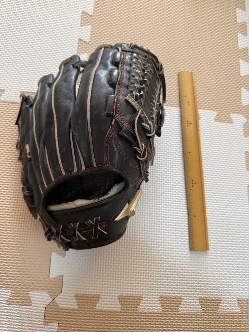 【最終値下げ】　軟式グローブ　e ミズノ 黒 編み込みデザイン　軟式野球