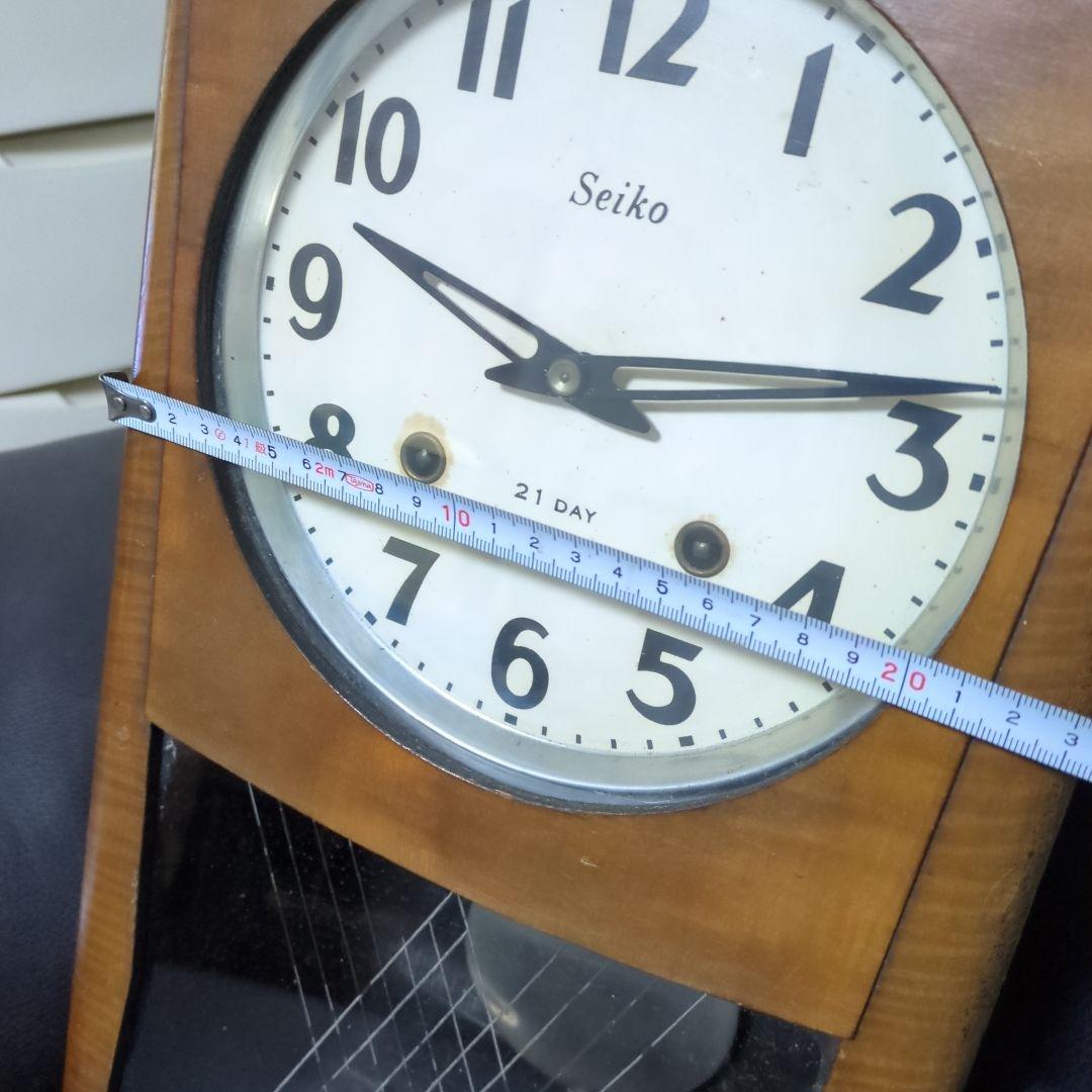 古い柱掛け時計　seiko　21DAY 　手巻き　稼動品　昭和レトロ
