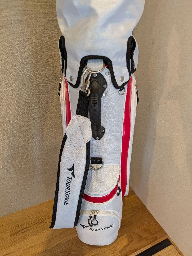 【良品/美品】TourStage キャディバッグ ホワイト レッド ブラック