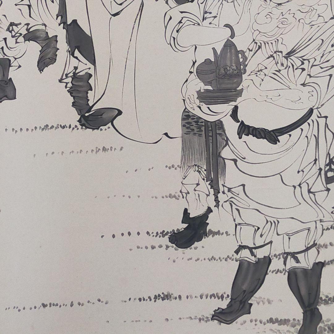鍾馗　中国の伝説 墨絵 掛軸 大判 肉筆　55*45cm