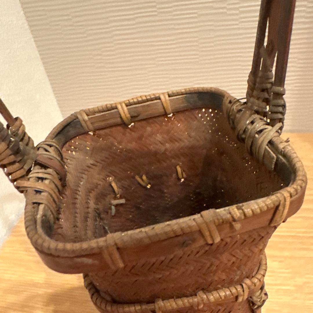 有馬籠　竹花入　花器　華道具　 伝統竹芸　竹籠　花入　茶道