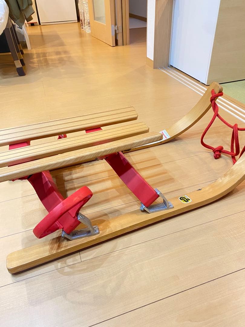 ドイツ製 木製ソリ Swingrodel 赤 1-2人用
