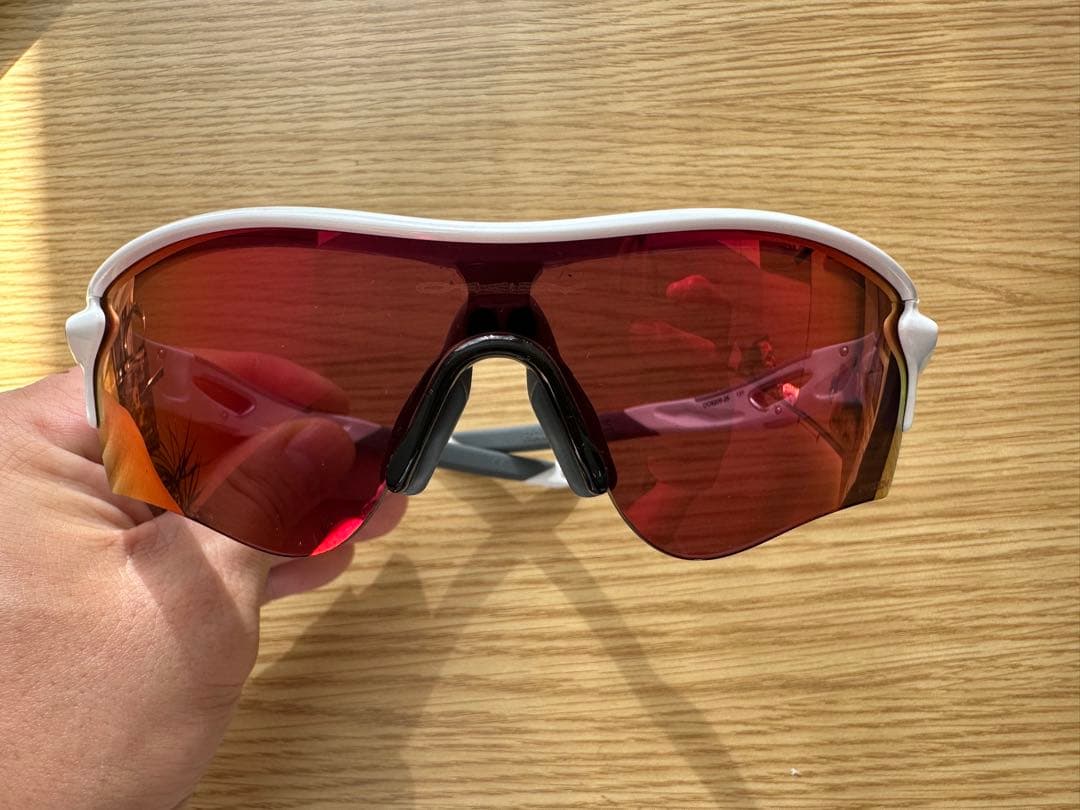 OAKLEY スポーツサングラス ホワイト/レッド ミラー