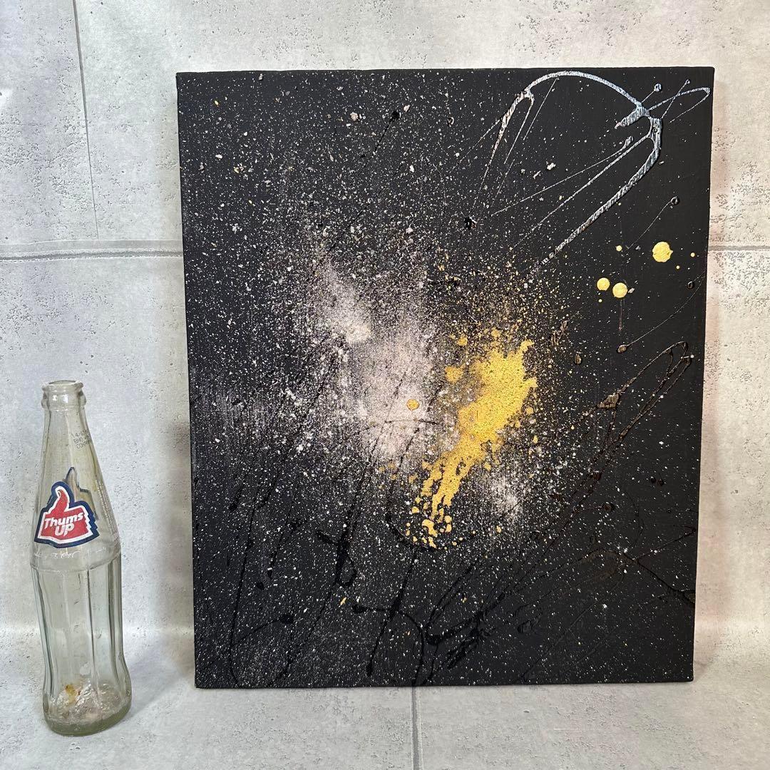 抽象画『noise3』　現代アート　モノトーン　灰　宇宙　アクリル絵の具　幾何学