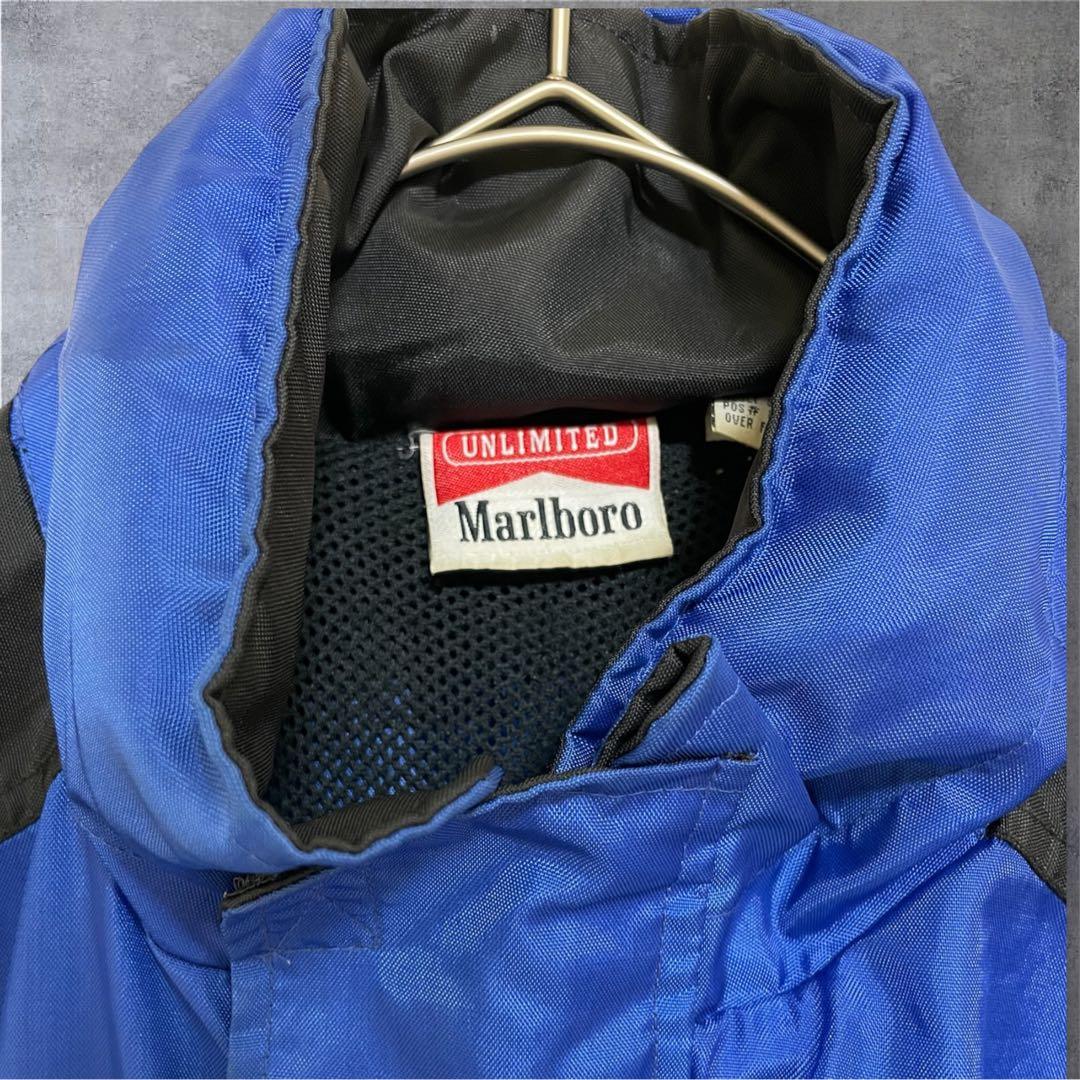 Marlboro ウィンドブレーカー 青/黒　隠し（収納）フード付サイズ【M】
