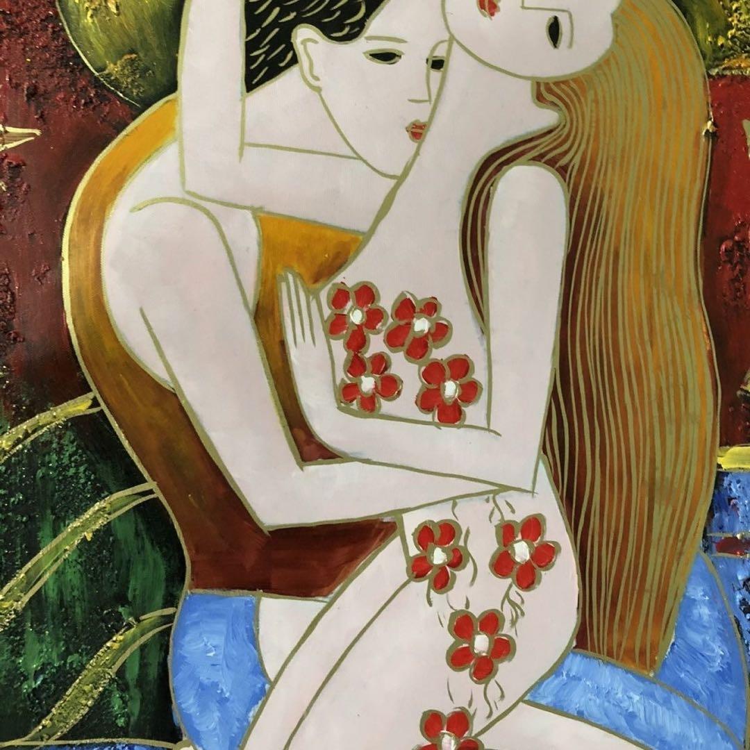 手描き 油画 人物画 約104×72cm