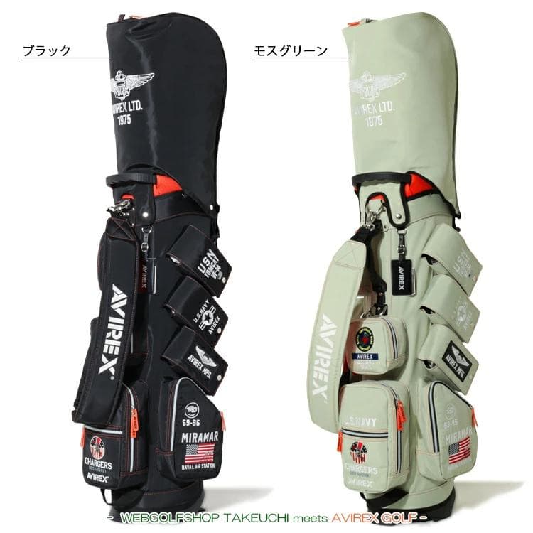 新品 AVIREX アヴィレックスゴルフ スタンド キャディバッグ ブラック