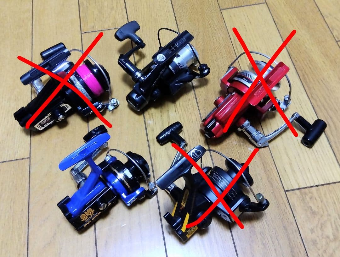 【ジャンク】主要メーカー オールド スピニングリール 5個