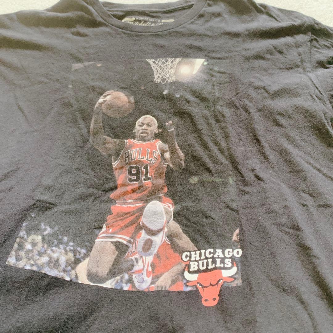 デニス・ロッドマン Tシャツ シカゴ・ブルズ NBAブラックミッチェルアンドネス