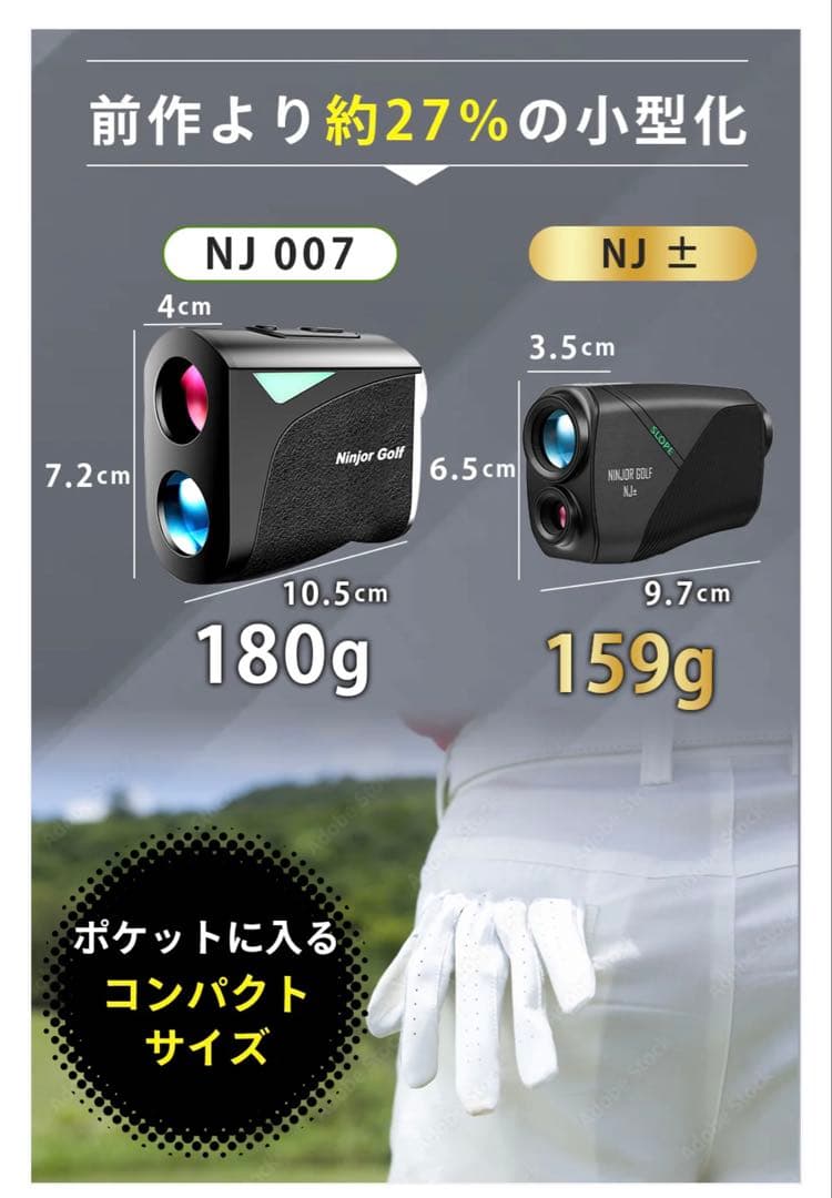 【大人気シルバー】NINJOR GOLF NJ+PROゴルフ用距離計 ケース付き