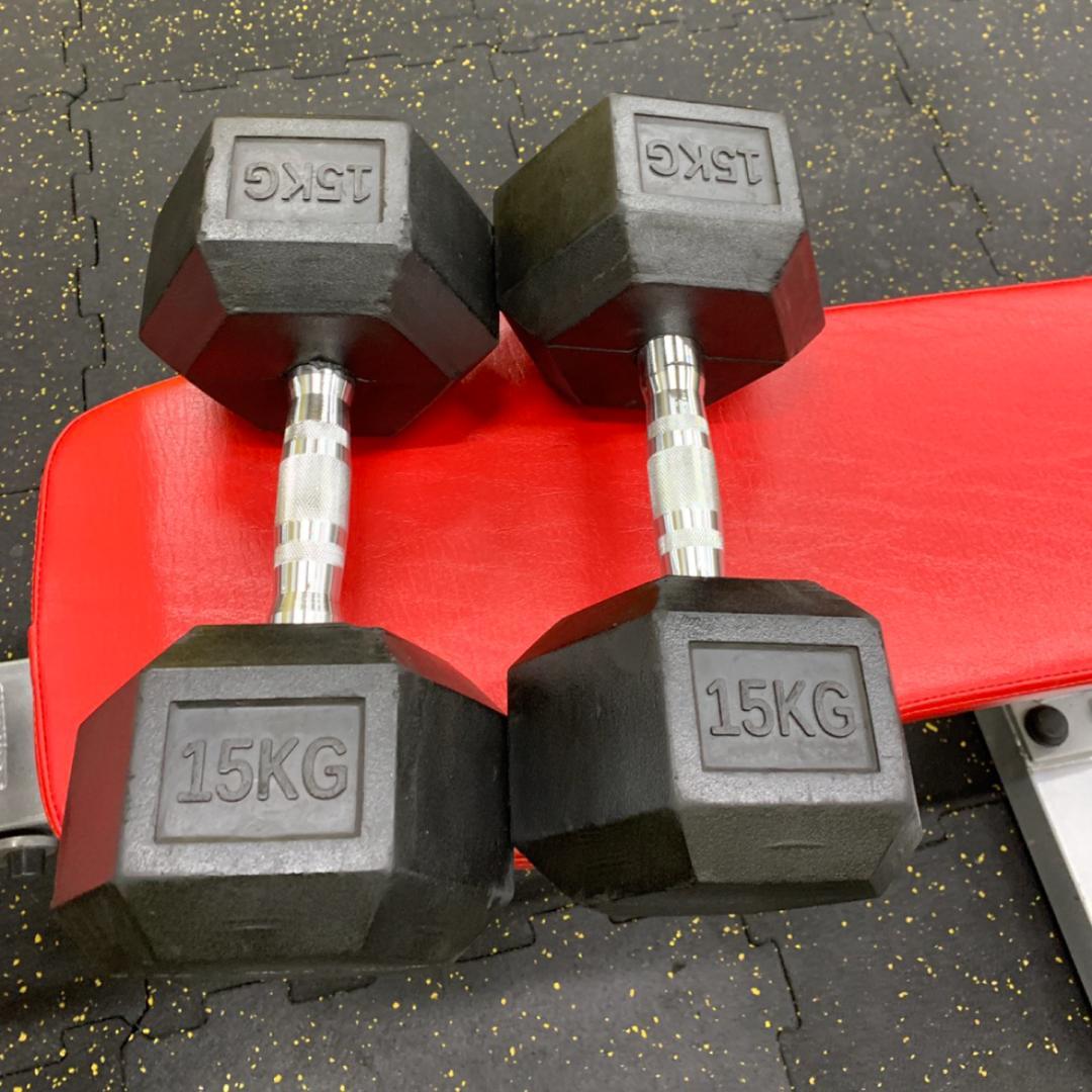ラバー ヘックス ダンベル 15kg × 2個 セット