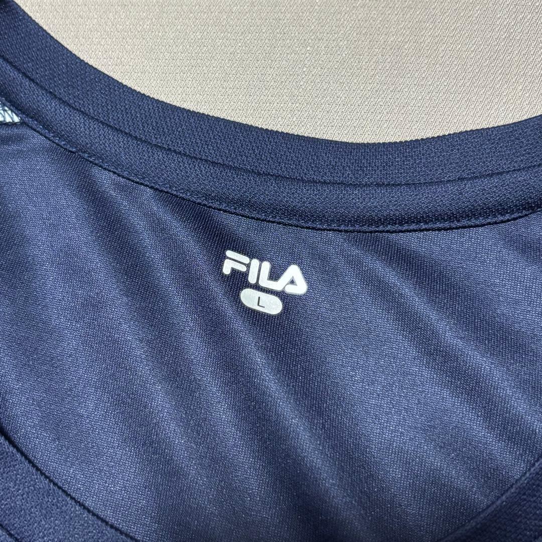 フィラFILA テニスウェア ストライプ柄シャツ&スコート 上下セットアップ L