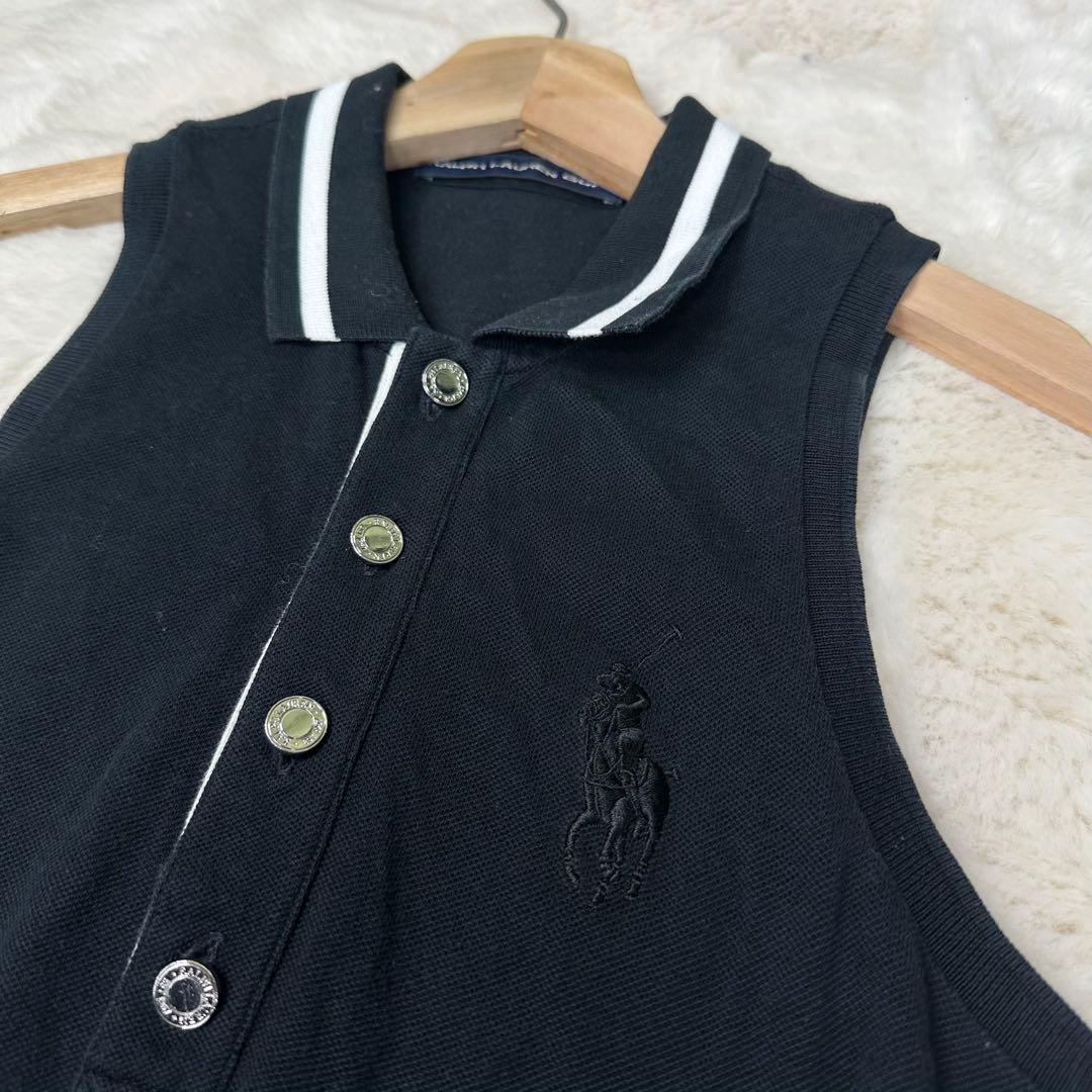 ✨美品✨ラルフローレンゴルフ ノースリーブポロワンピース 黒S スポーティー