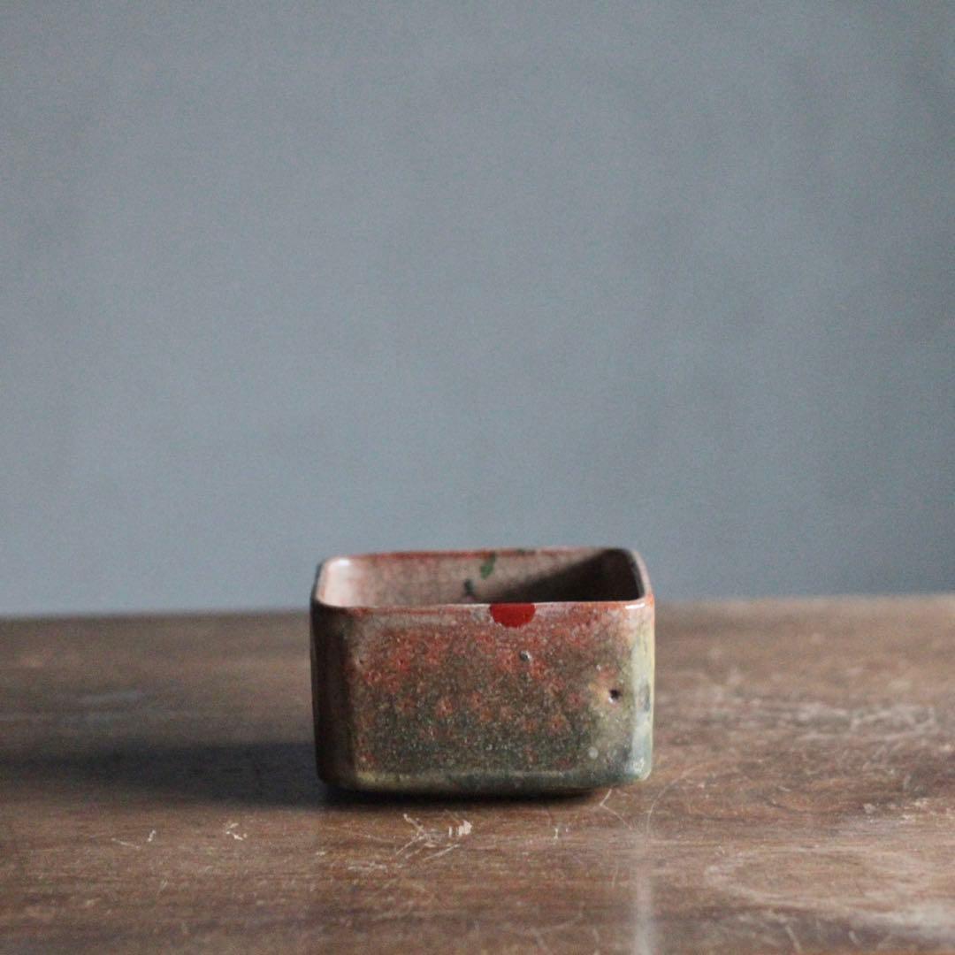 赤楽 四方形 茶碗 菓子器 古美術 古道具 アンティーク 茶道具