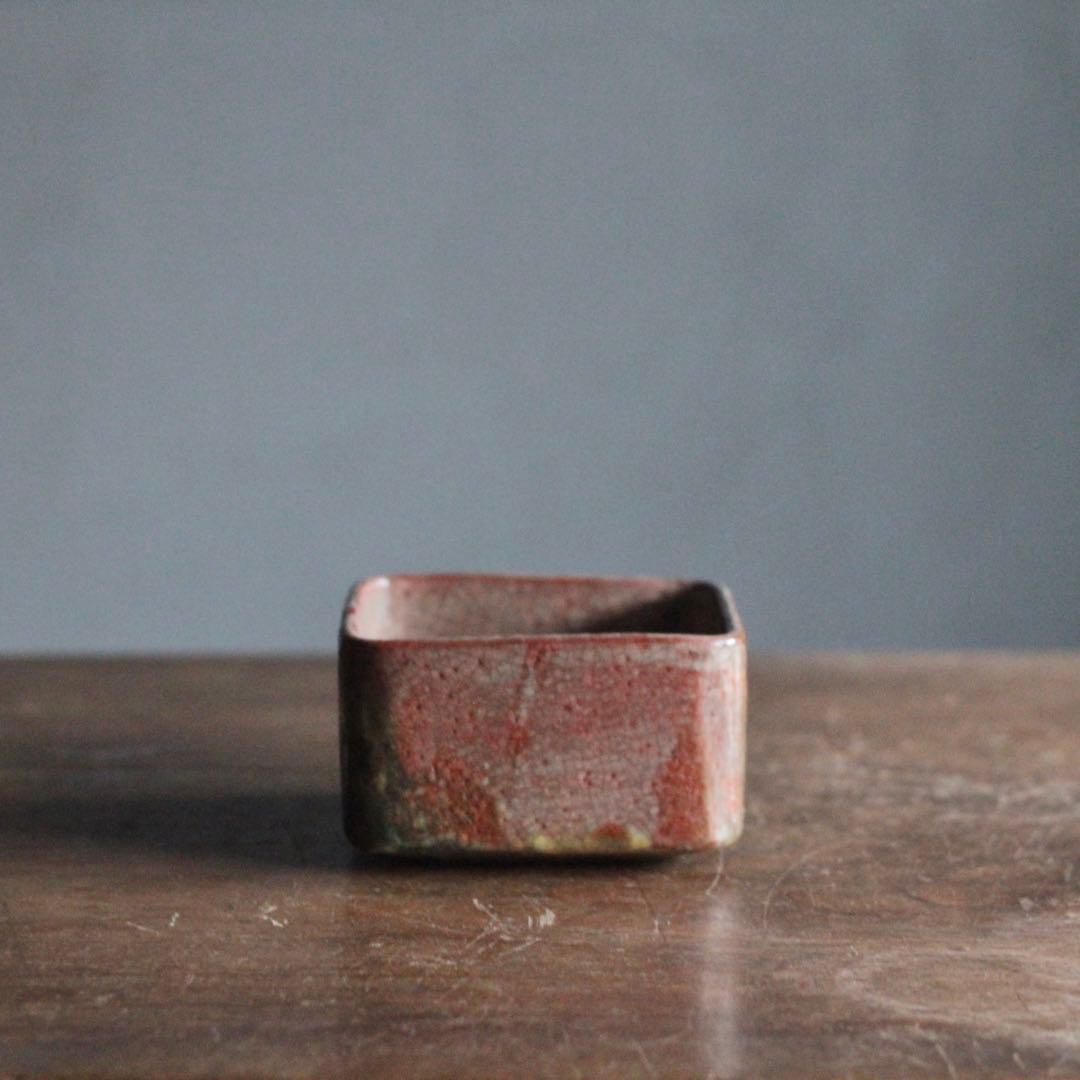 赤楽 四方形 茶碗 菓子器 古美術 古道具 アンティーク 茶道具