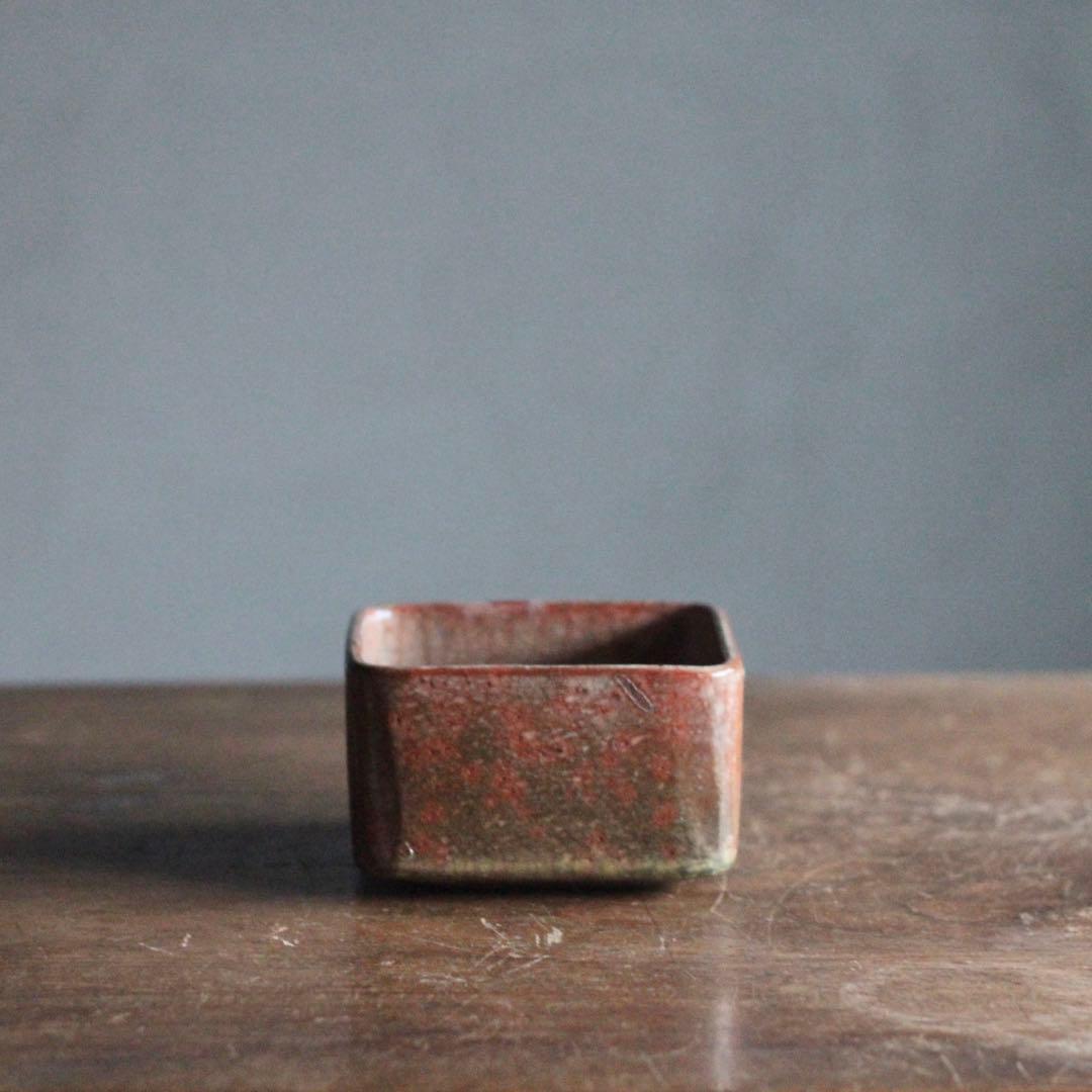 赤楽 四方形 茶碗 菓子器 古美術 古道具 アンティーク 茶道具