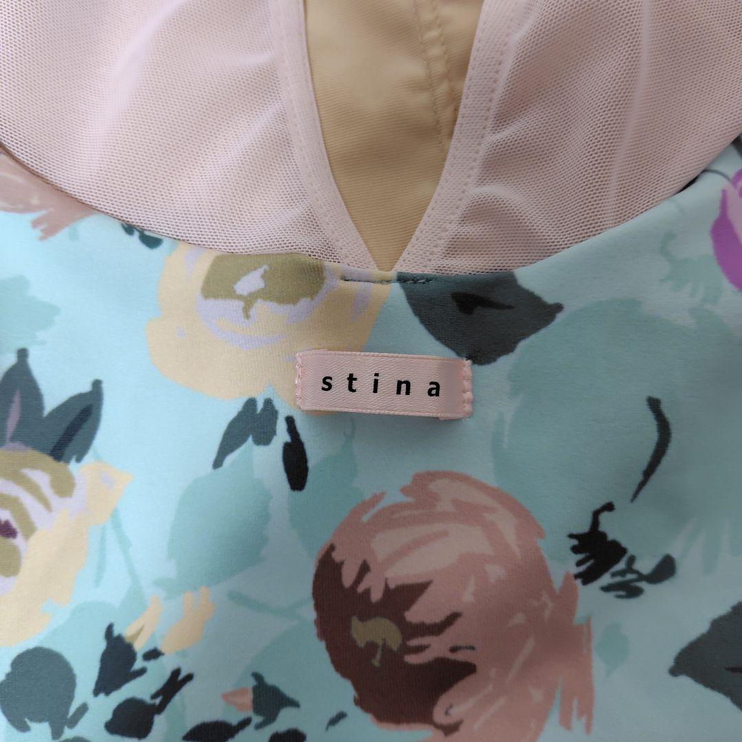 stina 水色 花柄 レオタード 収納袋付き