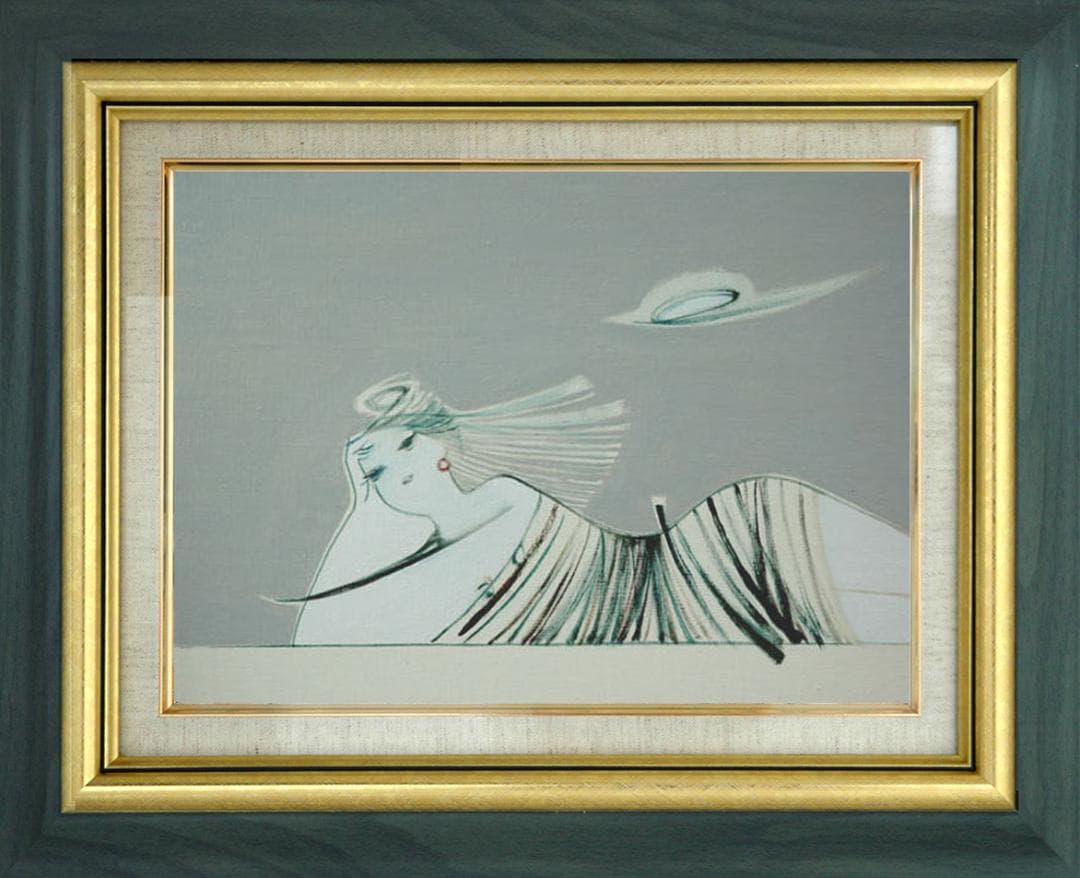 油絵 菅家令子 絵 絵画インテリア 額付(黒) F4-080515 人物 女性像