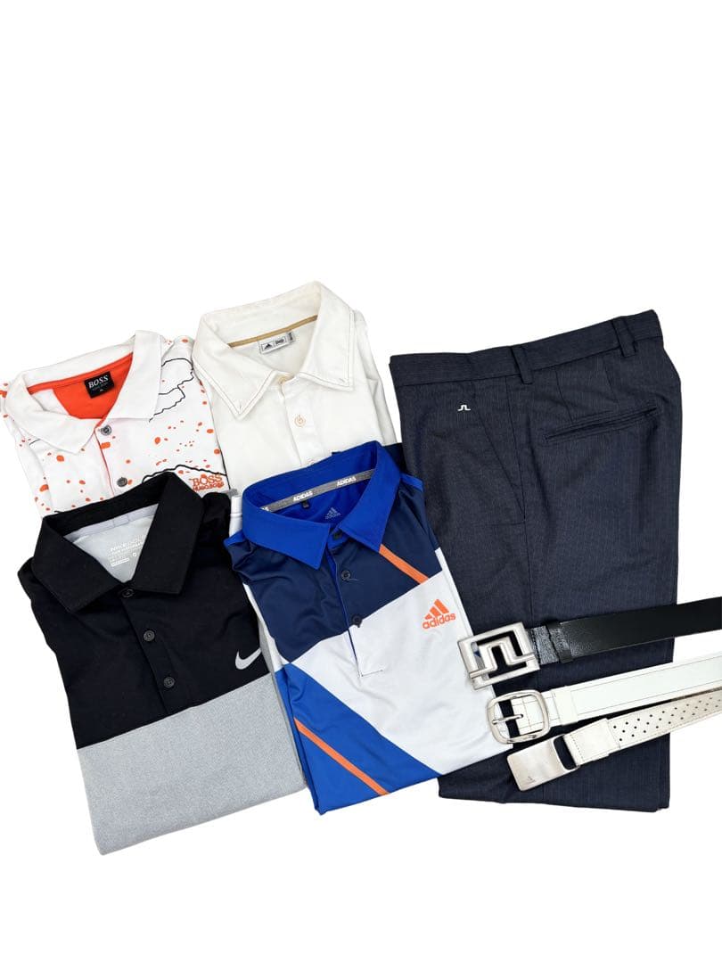 ブランドゴルフウェア メンズXL 春夏セットウェア8点 半袖長袖含 中古品