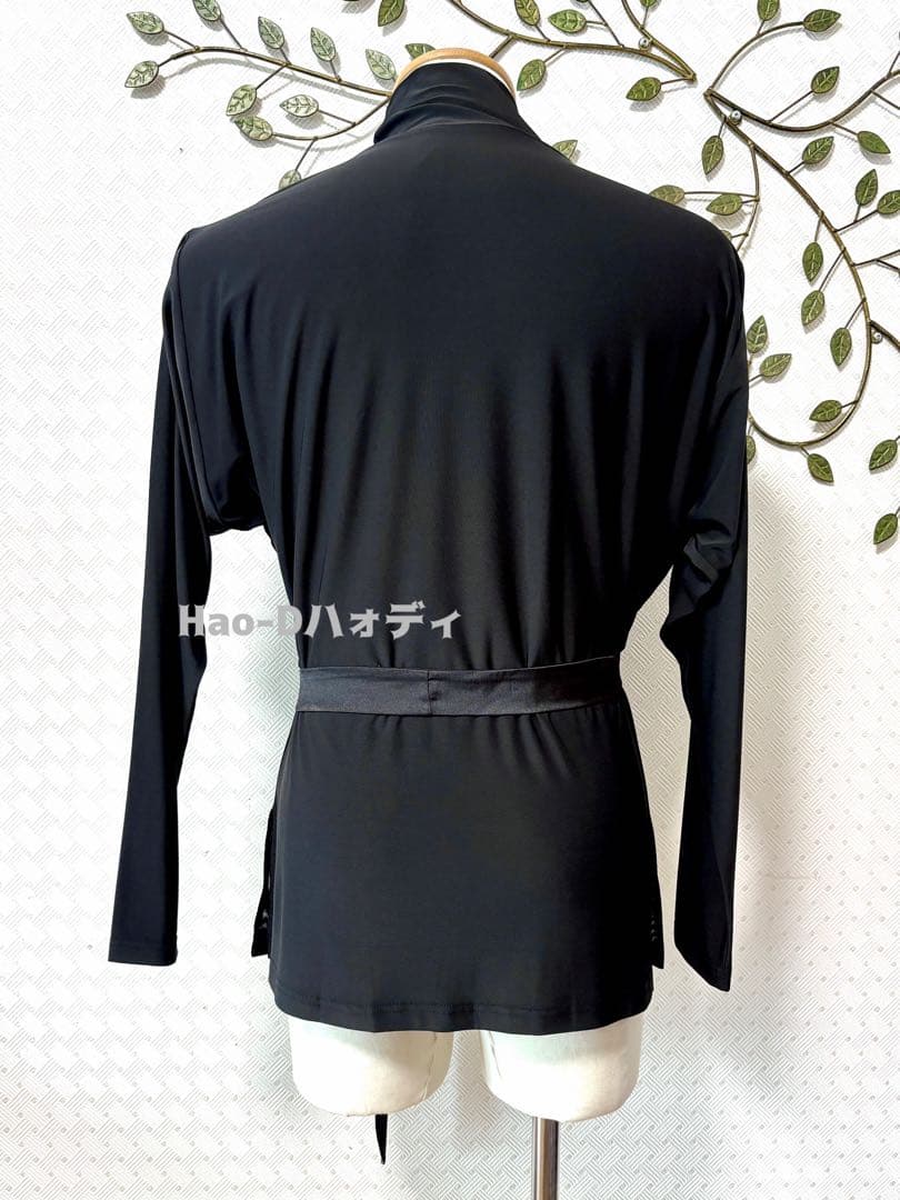 新品★社交ダンス★ラテン★メンズ★シャツ★メッシュドレープ★タートルネック★L