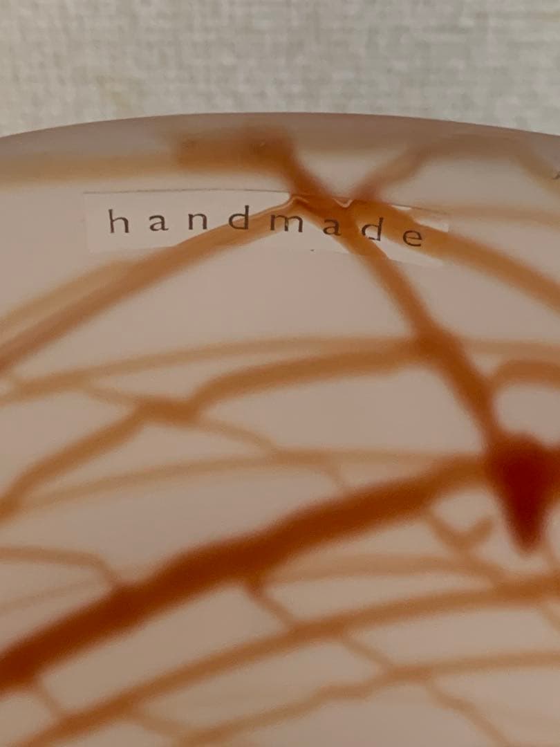 G0904-06★LSA ガラス花瓶 円筒形 赤褐色模様 hand made