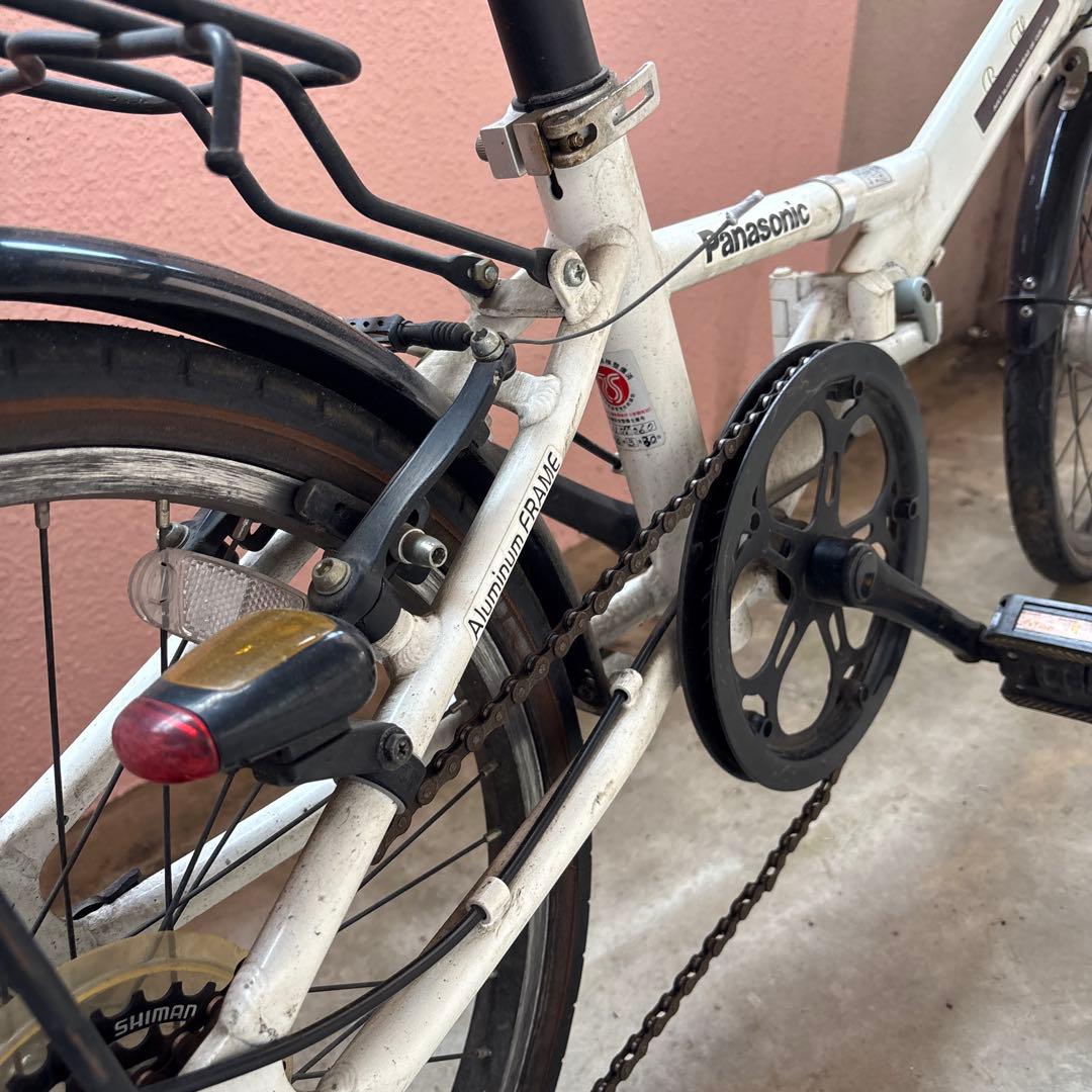 Panasonic 折りたたみ自転車 ホワイト 前カゴ付き