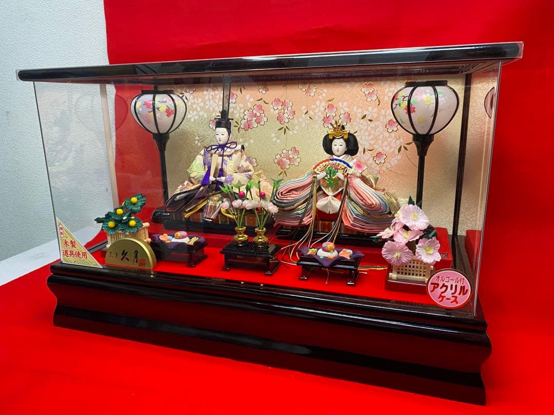 東京久月　雛人形アクリルケース入り親王飾り・間口約５７×奥行約３１×高さ約３６㎝