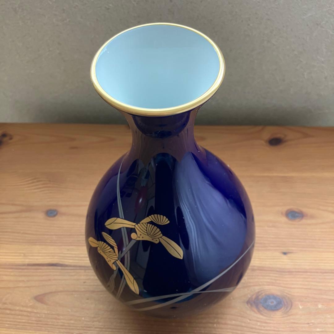 【新品未使用】香蘭社　花瓶　瑠璃　紺色　蘭
