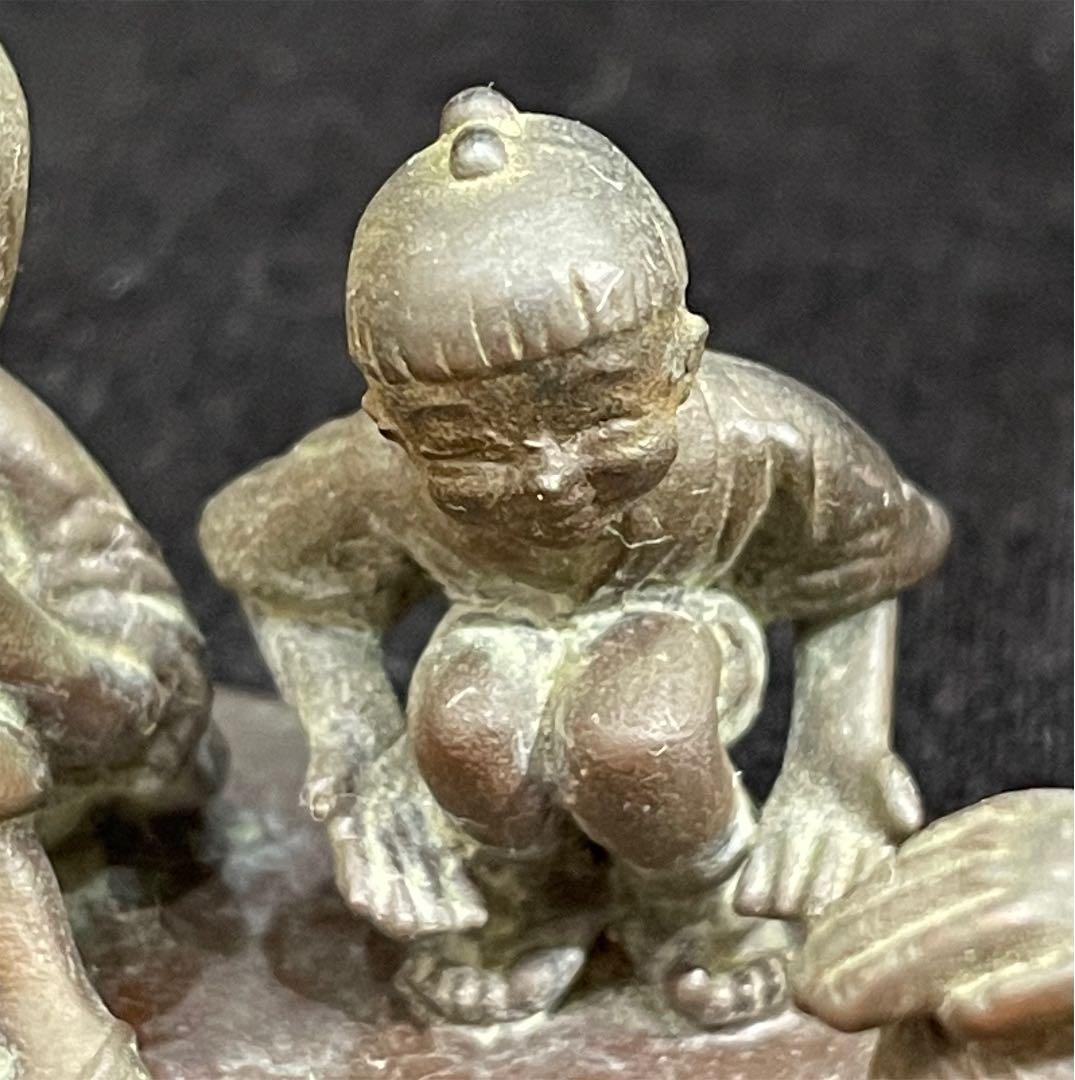 s36　下尾治彦　まりつき　銅器　置物　文鎮