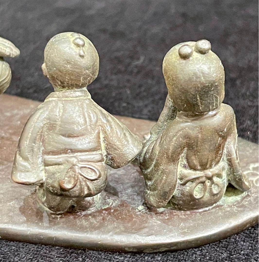 s36　下尾治彦　まりつき　銅器　置物　文鎮