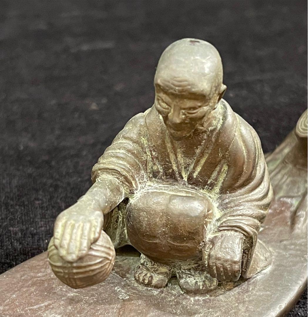 s36　下尾治彦　まりつき　銅器　置物　文鎮