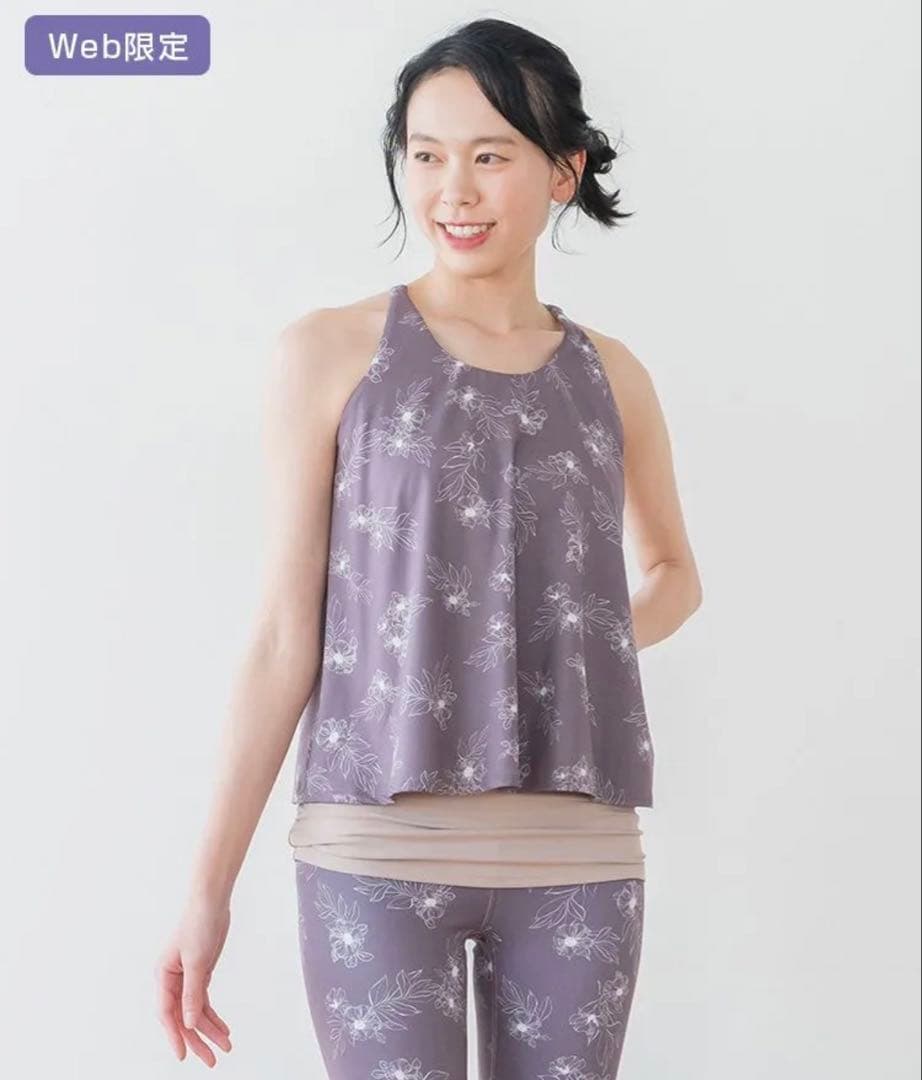 新品２点【L】SUKALA フラワー タンク&レギンスピンクブラウン LAVA