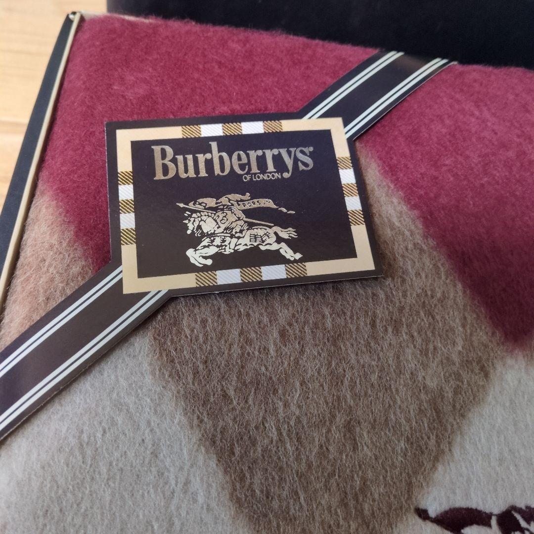 新品未使用　Burberrys アーガイル柄　純毛毛布　ラム混　西川産業