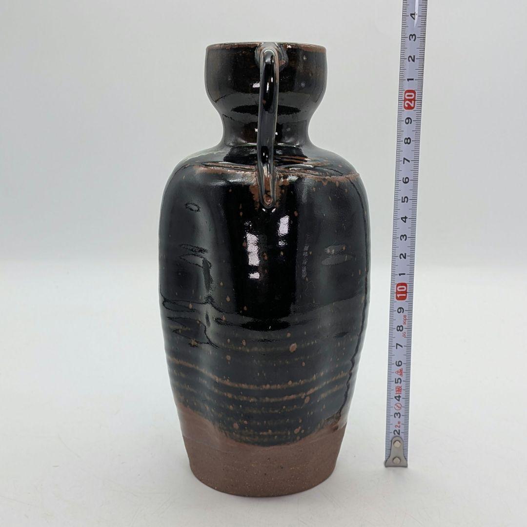 十二代武村利左エ門 黒唐津花入 共箱合布栞 唐津焼 耳付花入 花瓶 花器 花生