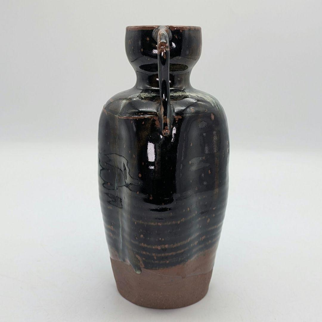 十二代武村利左エ門 黒唐津花入 共箱合布栞 唐津焼 耳付花入 花瓶 花器 花生