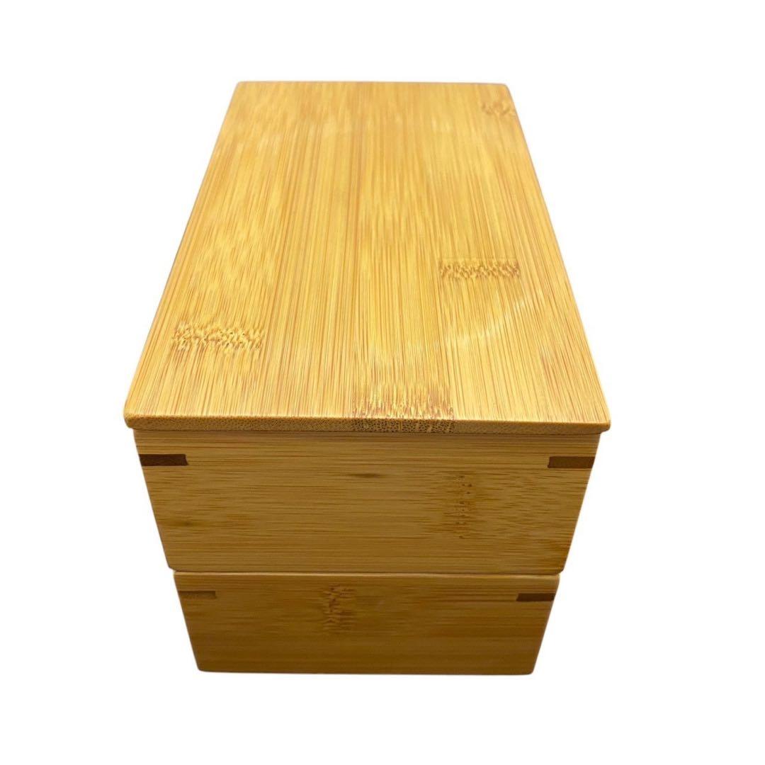 【竹仙】煤竹長方形二段弁当箱 竹製品 お弁当箱