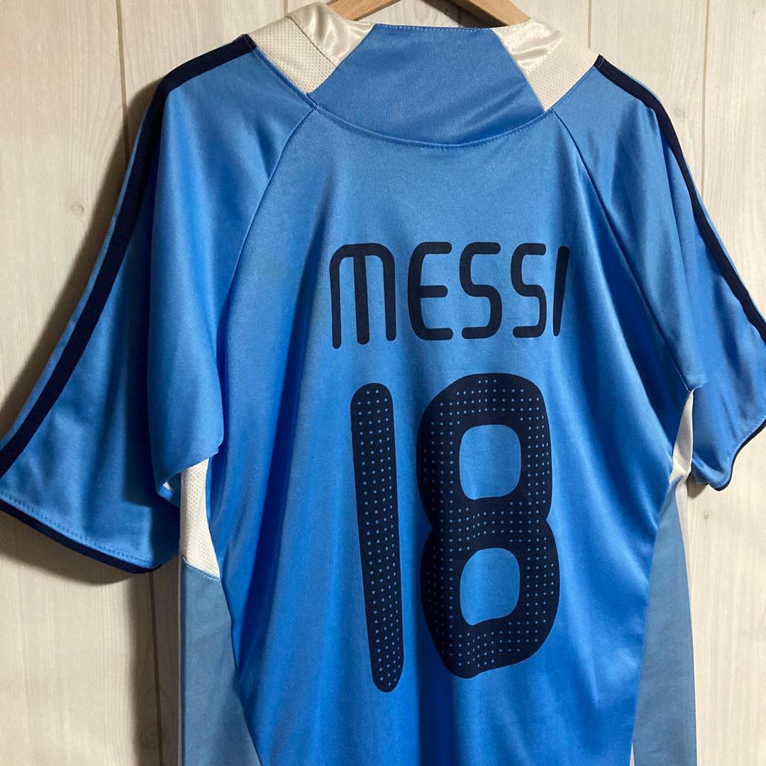 希少00sアルゼンチン代表リオネル・メッシ18番サッカーユニフォームゲームシャツ