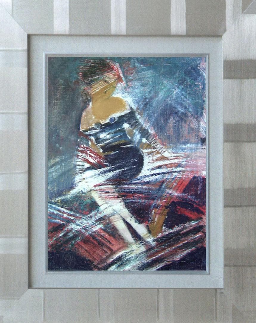 油絵 菅家令子 絵 絵画 インテリア 額付(黒) F4-92023 女性像