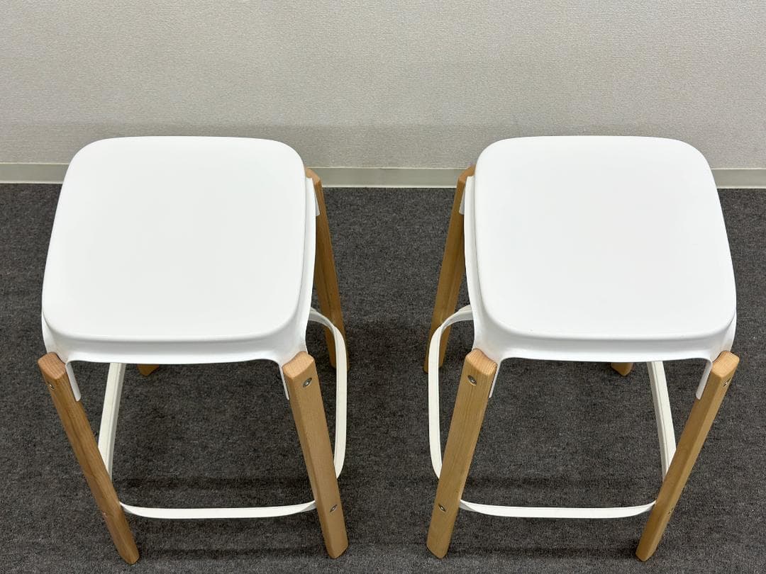 ■マジス■スティールウッドスツール　2脚セット　高さ68cm　カウンターチェア