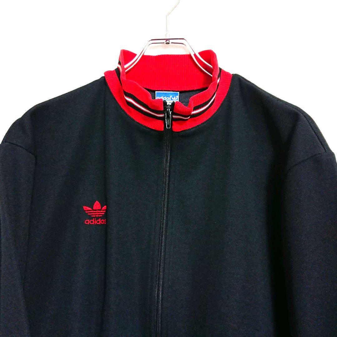 80s adidas オールドアディダス 赤黒色 トラックジャケット ジャージ