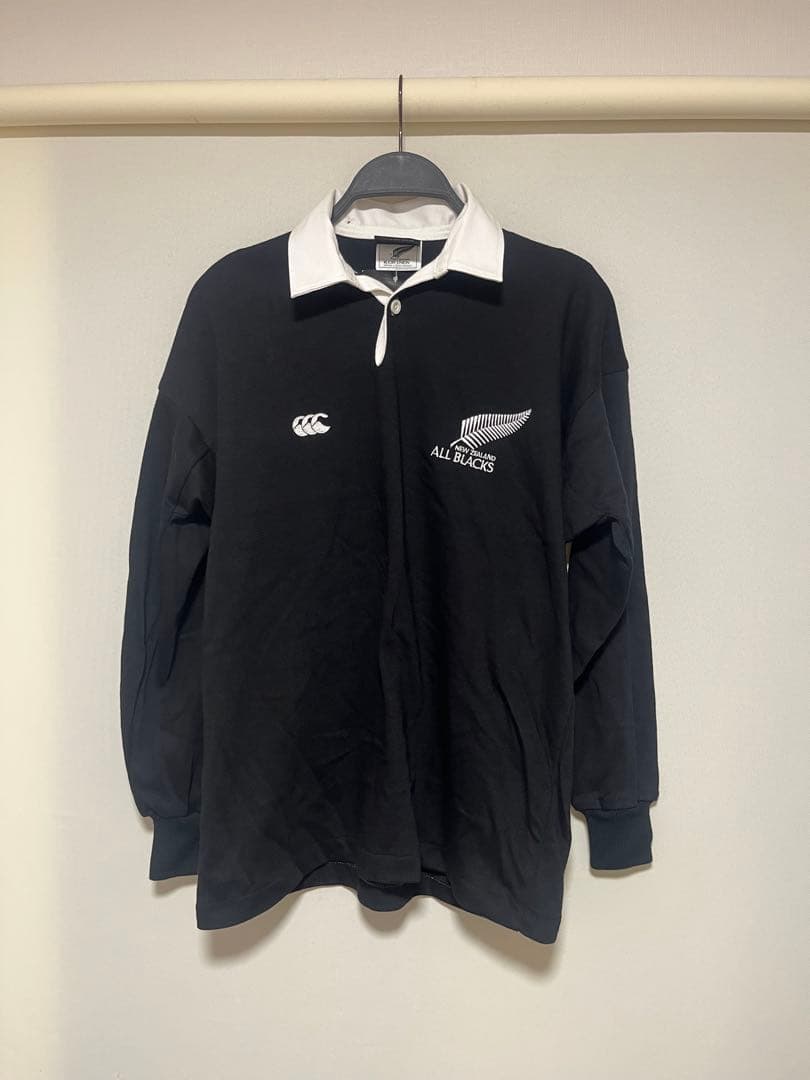 新品タグ付き90s CANTERBURY オールブラックス ラガーシャツサイズS
