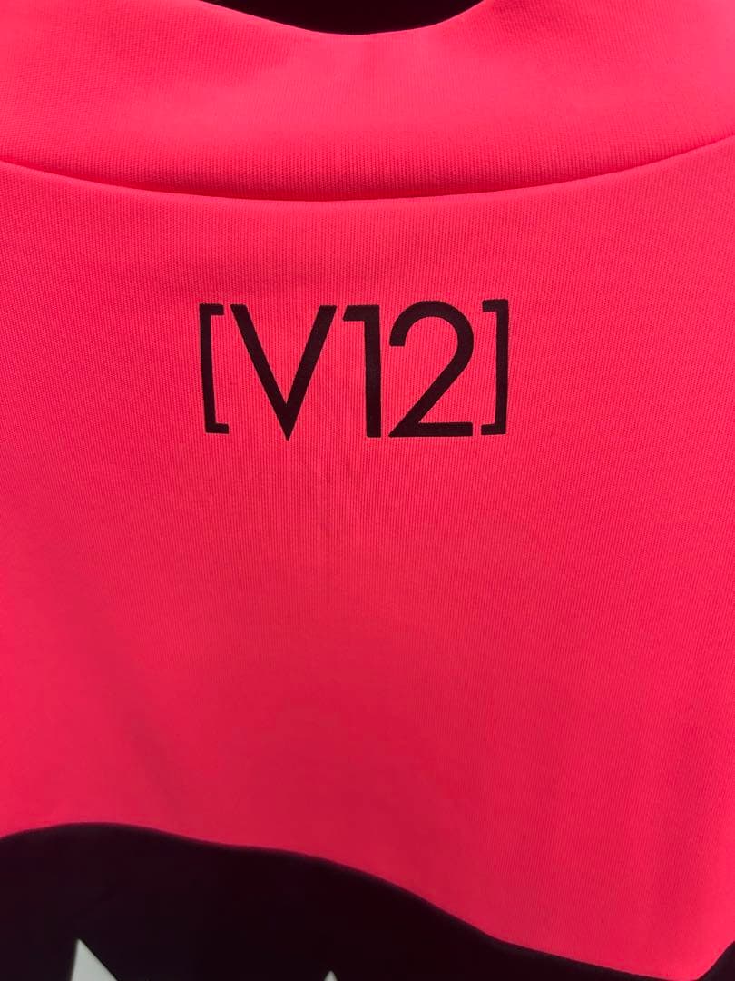 【美品】V12 ゴルフ モックネックシャツ メンズ ピンク L