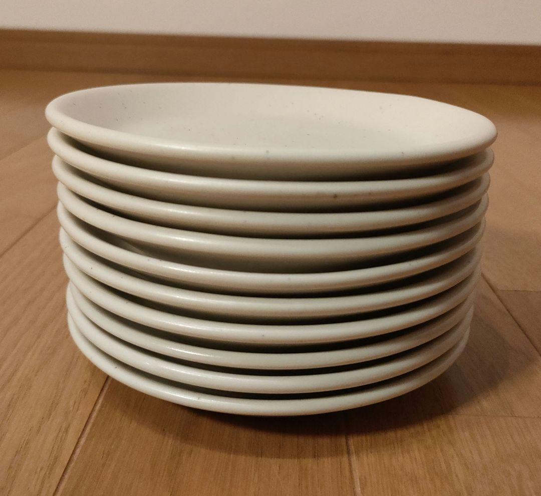 陶器 小皿 10枚セット 約14cm 白粉引（黒い斑点） ⑥