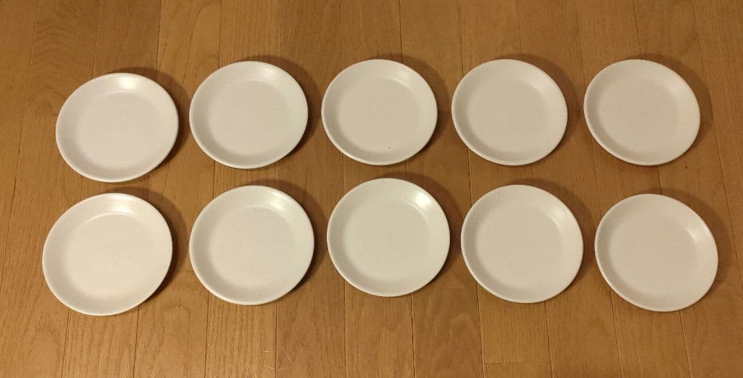 陶器 小皿 10枚セット 約14cm 白粉引（黒い斑点） ⑥