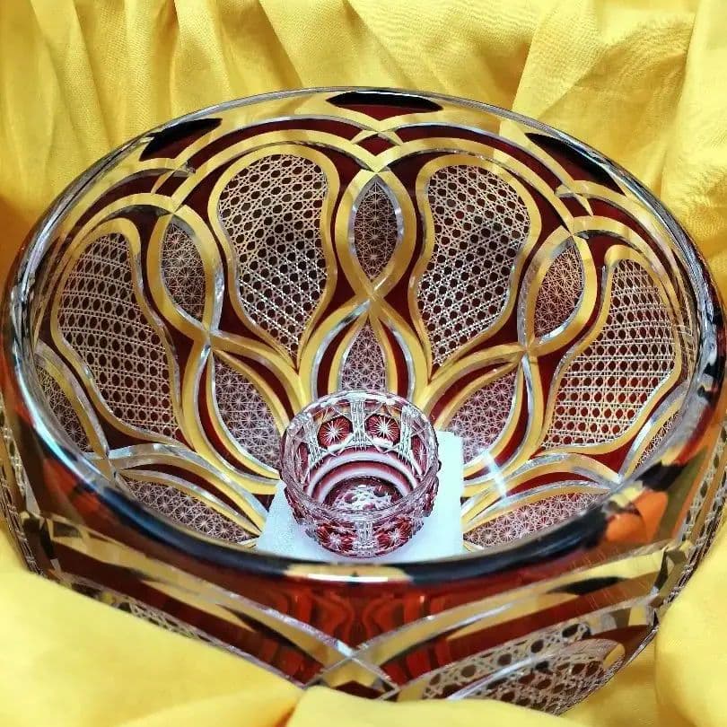 超希少品☆一点物 江戸切子 特作 紅華大鉢 熊倉隆一 華硝（江戸切子、薩摩切子）