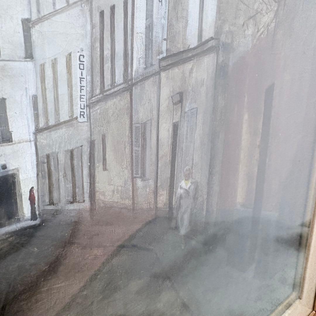モンマルトルの街通り 神近昭 油彩画 F8 額装 風景画 絵画