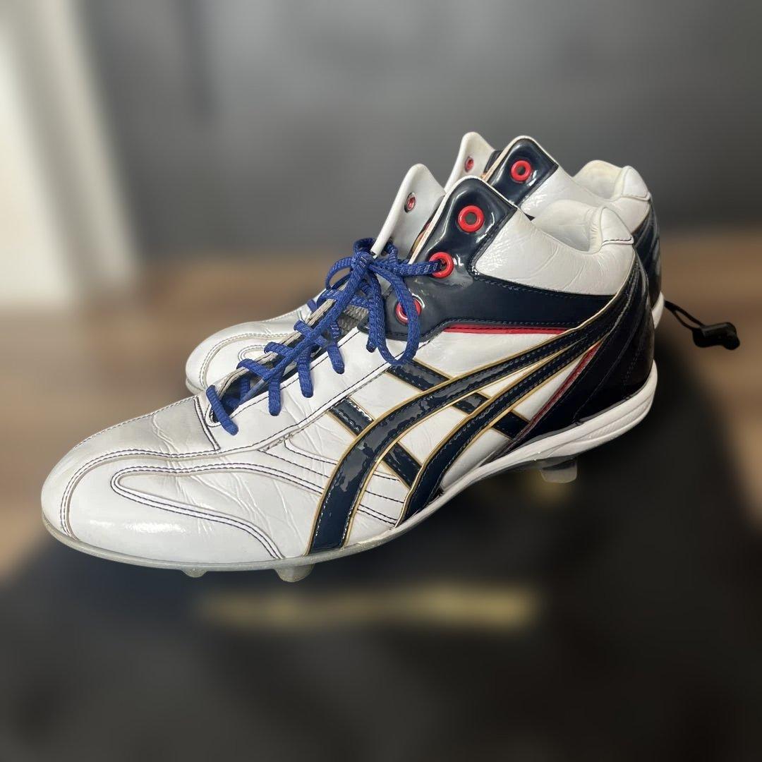 ASICS GOLDSTAGE スパイク ホワイト/ネイビー/レッド