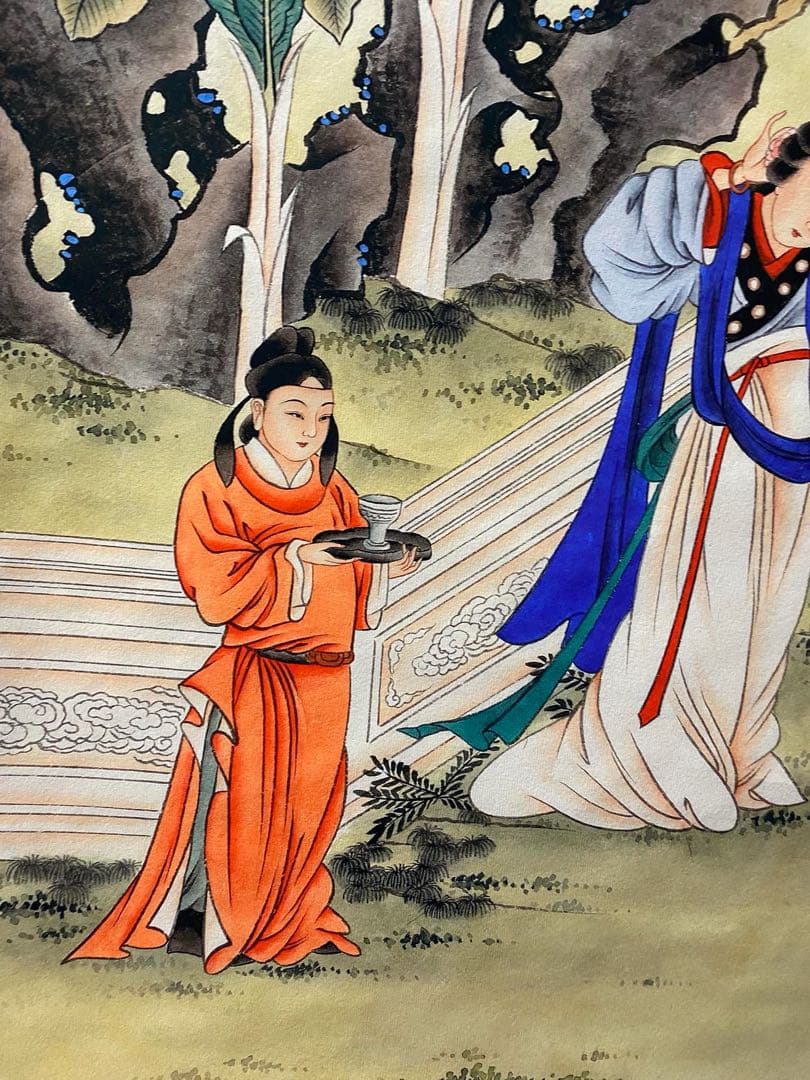 改琦 簪花仕女 中国画 掛け軸 水墨画 和室 玄関 茶室 壁掛け 美術品