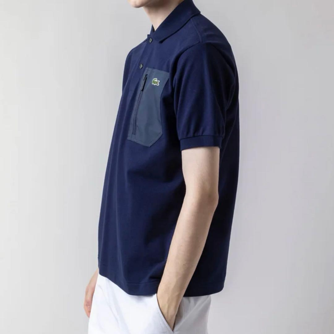 【超美品】ラコステ アウトドアジップポケット半袖ポロシャツ XL