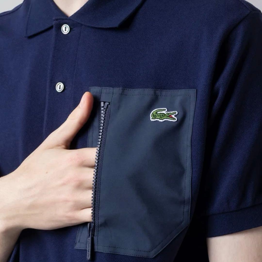 【超美品】ラコステ アウトドアジップポケット半袖ポロシャツ XL